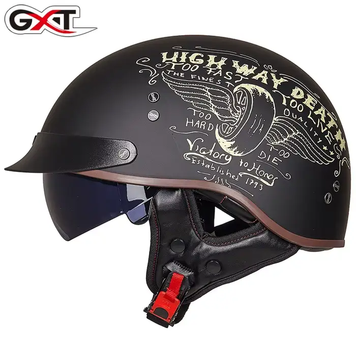 Demi-casque rétro Moto Cruiser casque Style allemand Vintage Casco Moto visage ouvert Chopper motard