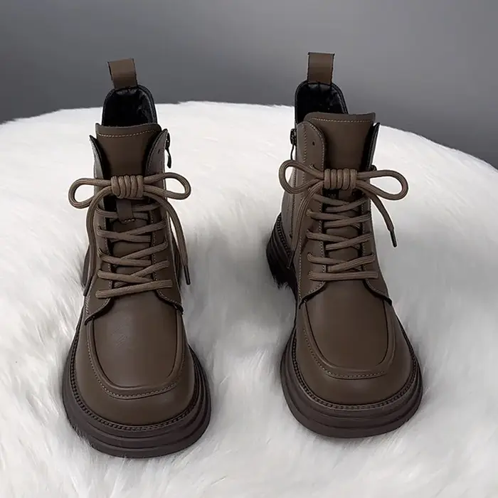Bottines de moto pour femmes, chaussures populaires en peluche, chaudes, montantes, courtes, platefo