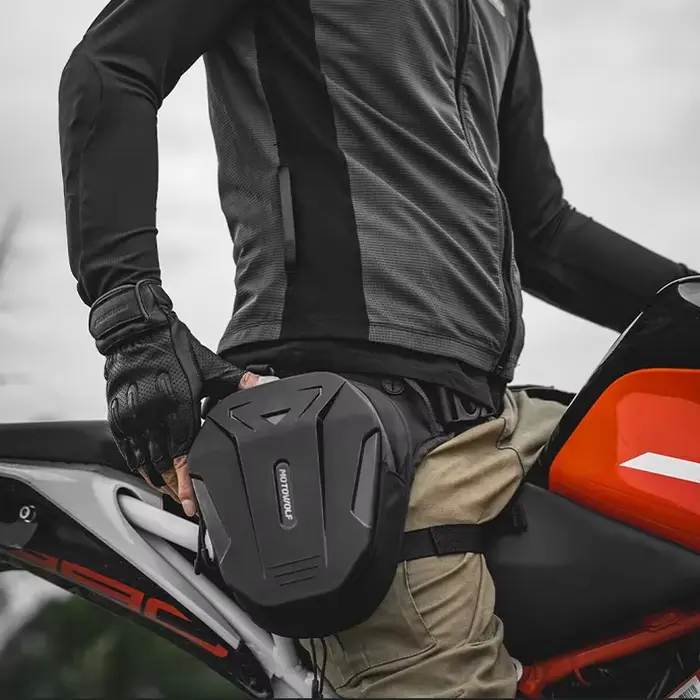 Sacoche de jambe pour moto noire