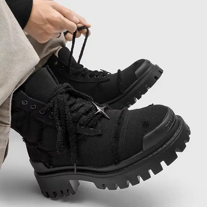 Bottes hautes à semelles épaisses pour hommes, bottes de moto rétro européennes et américaines, anti