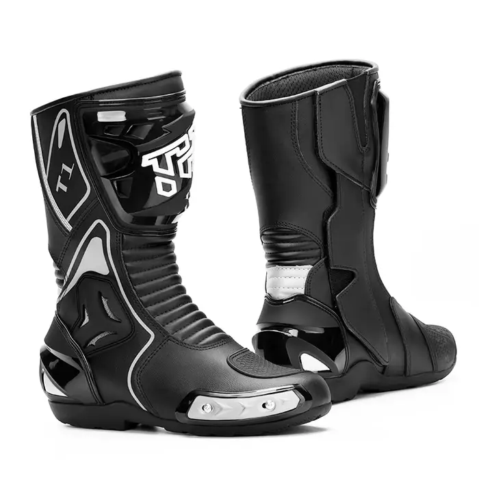 Bottes de moto TR T1 pour homme, blanches, pour moto de sport, noires, pour moto de rue, bottes mi-m