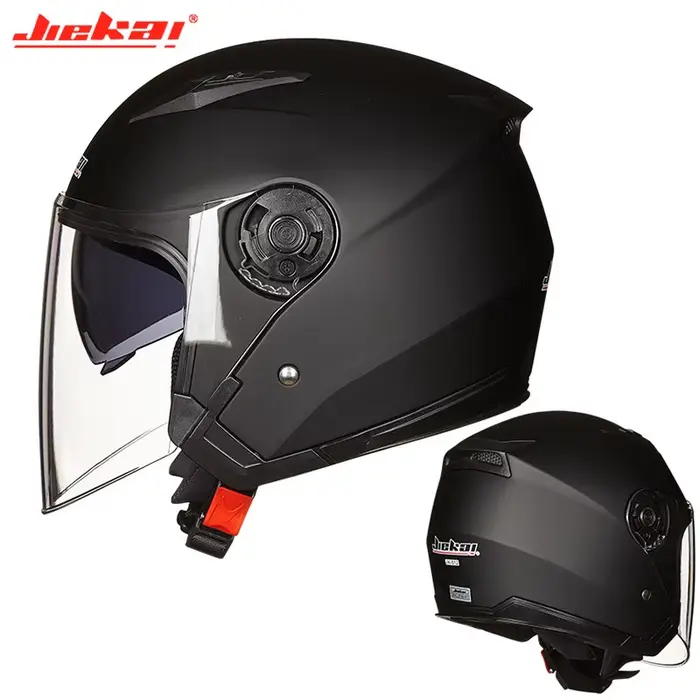 Casco moto vintage JIEKAI casque de Moto Anti-buée Double lentille demi-casque Cascos Para Moto Casc
