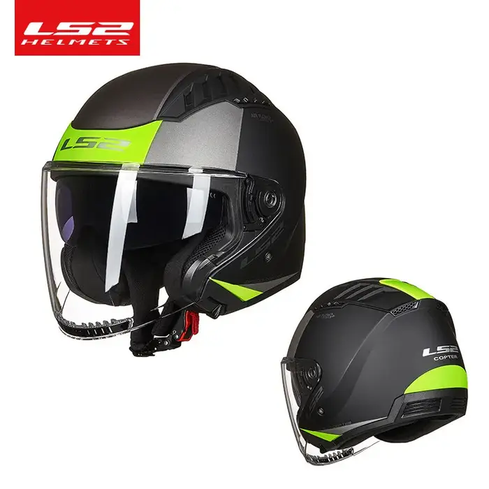 Casque ouvert LS2 OF600 Copter avec double visière, pare-soleil intégré, anti-rayures, résistant aux
