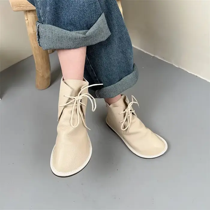 Birkuir bottines pour chaussures plates unisexes hommes et femmes bottes courtes à lacets en cuir vé