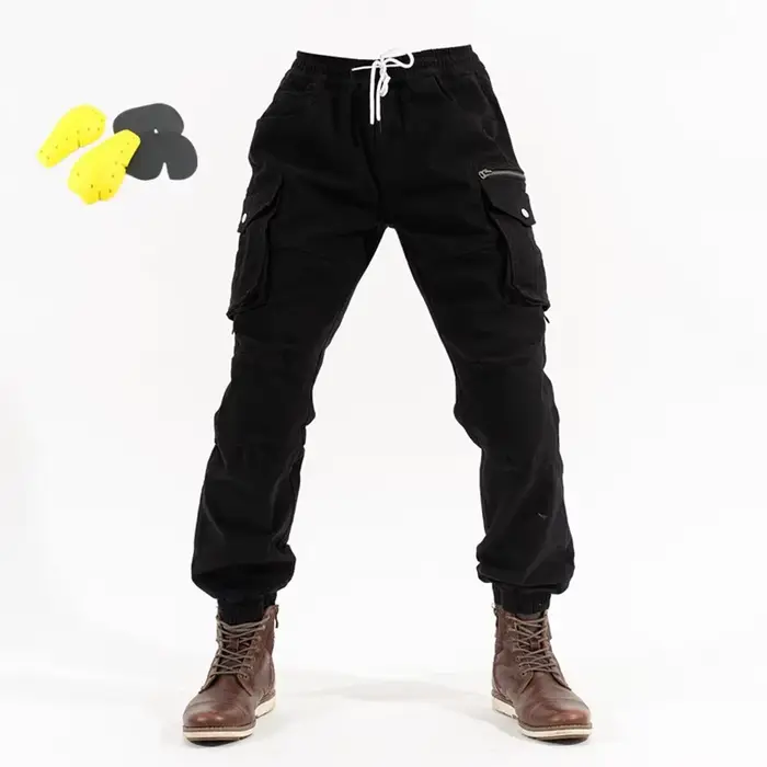 Pantalons de moto pour hommes, grandes poches, équipement de protection Durable, Slim, élastique, po