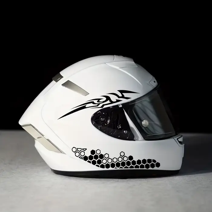 Autocollant géométrique rouge pour casque de moto, autocollant PE étanche pour rétroviseur, bouteill