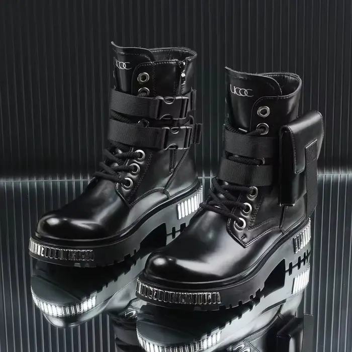 Bottes d'hiver montantes pour hommes 2025, en velours chaud, style britannique, pour moto, à semelle