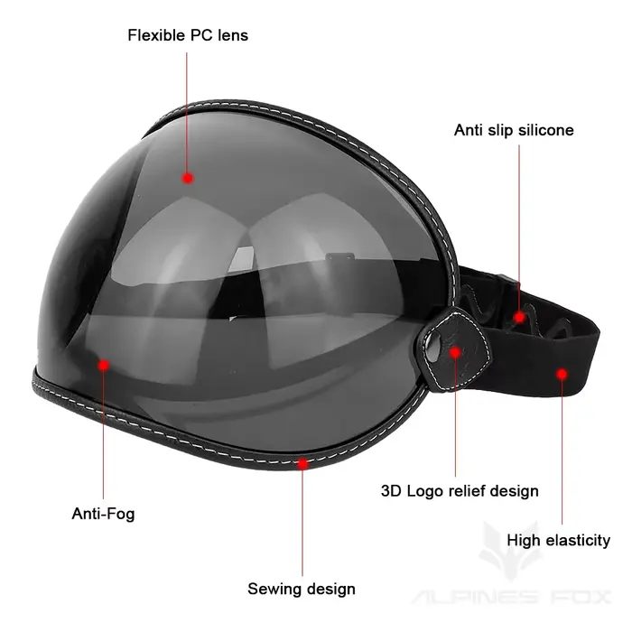Noir rétro universel casque de moto bulle bouclier visière lentille haute élasticité