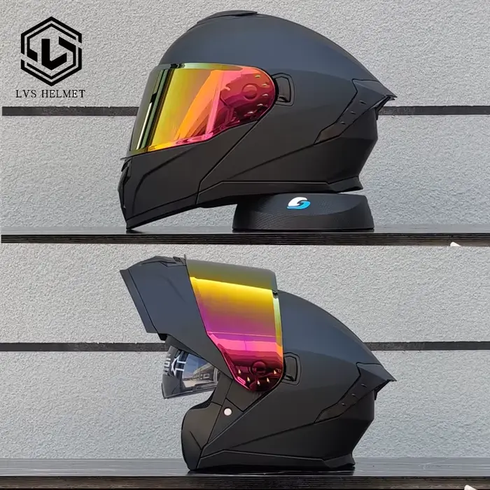 Dernier modèle de casque de moto modulaire à visière rabattable, adapté aux hommes et aux femmes, po