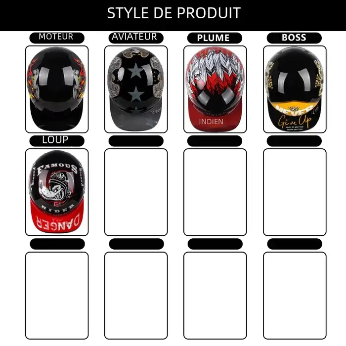 Uchoose casquette de Baseball casque moto Vintage rétro casques été visage ouvert Scooter Cruiser Chopper Gangster DS hommes femmes enfant