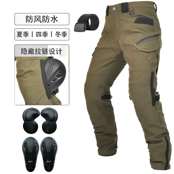 Pantalon de moto toutes saisons, imperméable, coupe-vent, Double couche, respirant, taille haute, pa