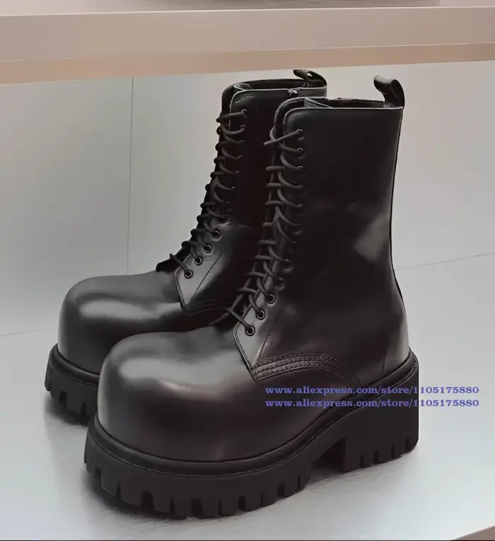 Bottes de moto noires à lacets pour hommes