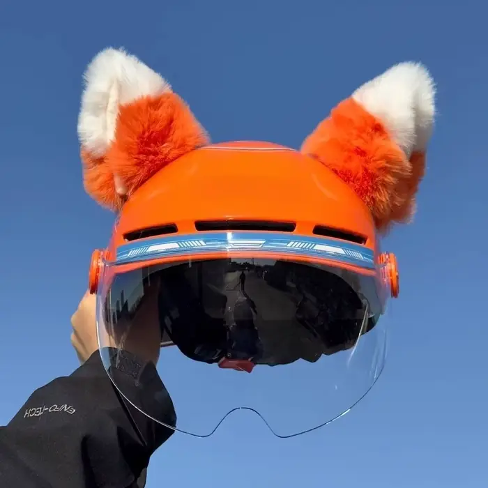 Casque de Moto Orange oreille décorations animaux oreilles de chat accessoires pour Ski Scooter élec