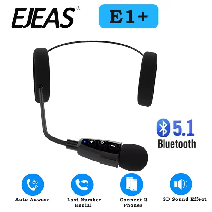 Casque Bluetooth pour moto EJEAS E1+ avec lecteur de musique sans fil 5.1