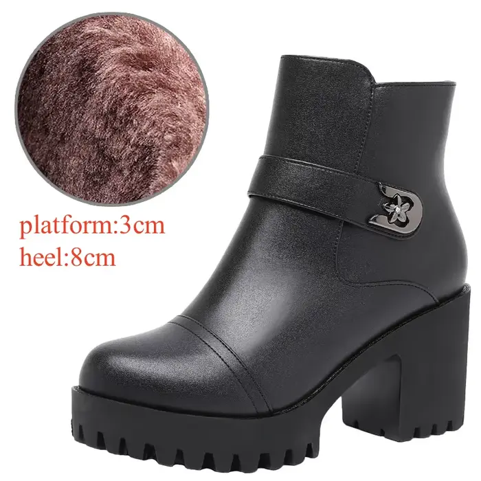 Bottes de moto à talon épais de 8 cm, petite taille 32-43, pour femme, hiver 2026, à talon bloc, en 