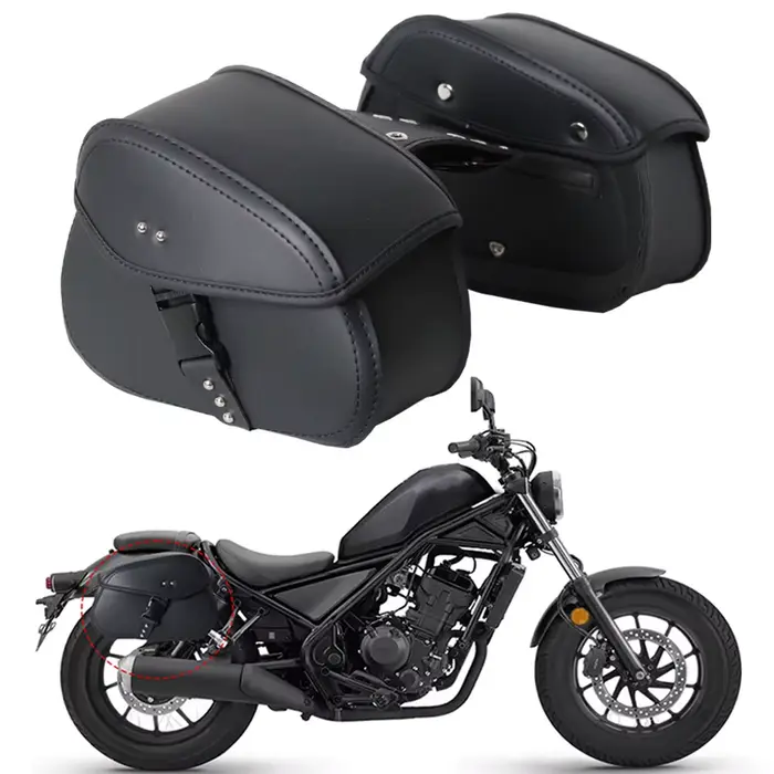 Sacoches de moto noires en cuir PU