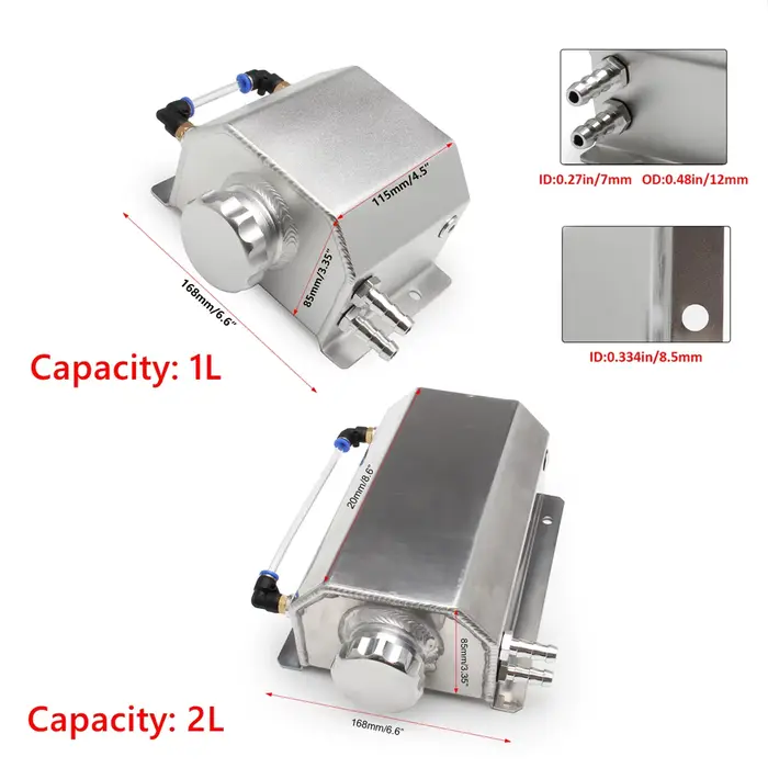Réservoir d'huile universel en aluminium 1L/2L, réservoir de liquide de refroidissement pour moteur,
