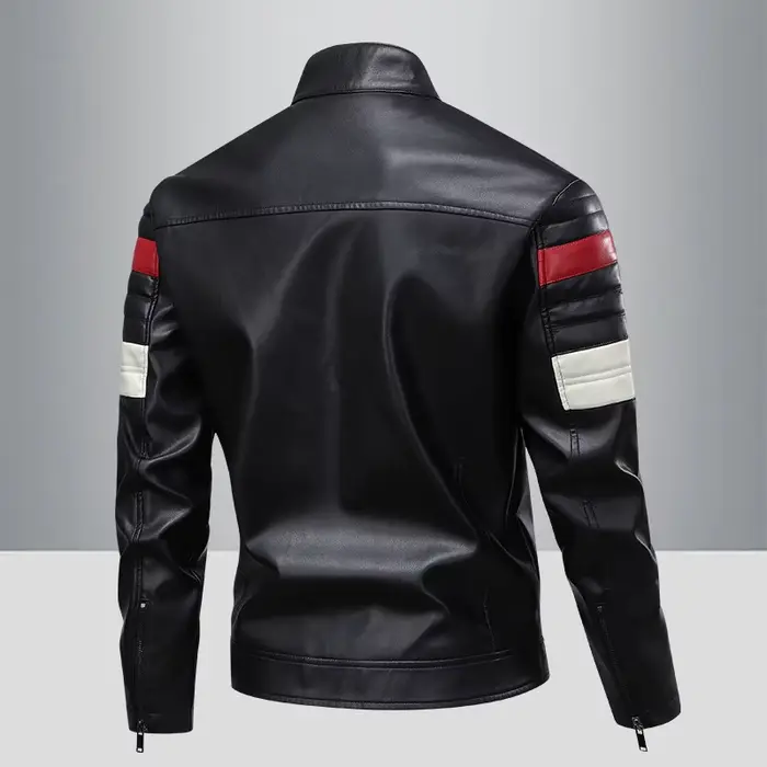 Blouson en cuir patchwork style motard pour homme