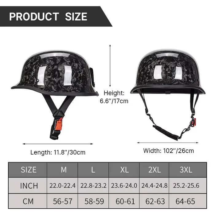 Casque demi-visage en fibre de carbone pour moto