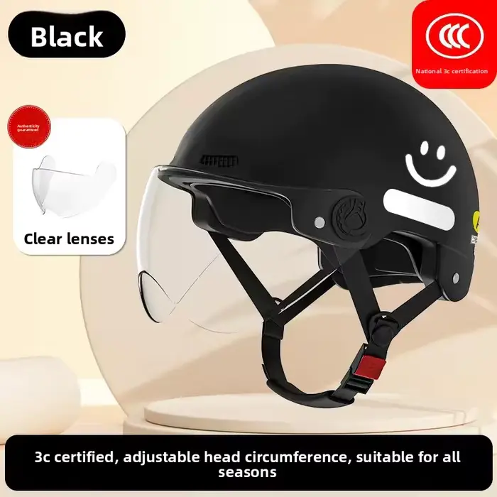 Casque demi-tête certifié 3C - Casque unisexe adulte/enfant avec lunettes pour vélo, vélo électrique