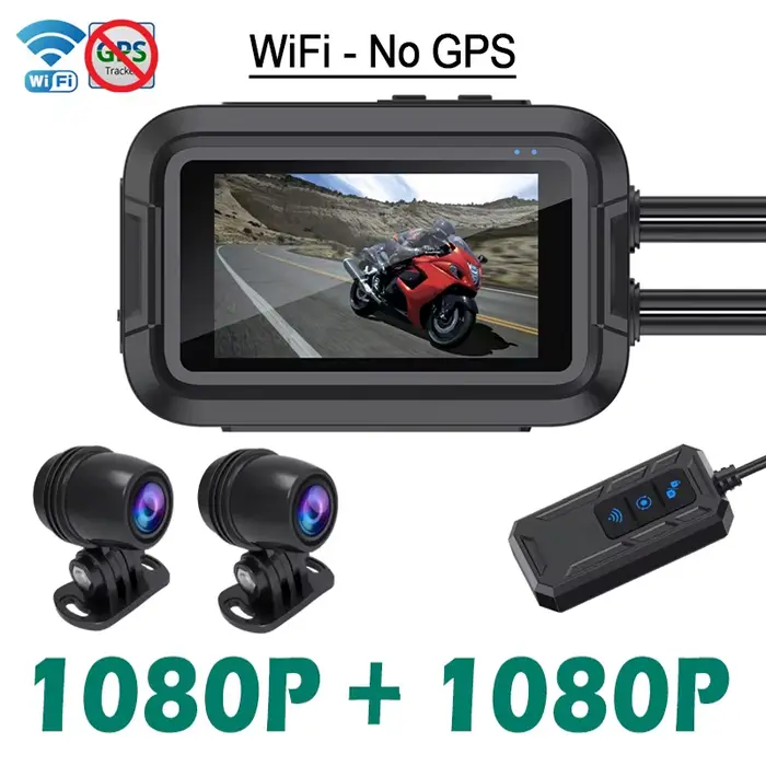 Caméra de tableau de bord étanche pour moto, caméra de moto, DVR complet, WiFi, GPS, avant, arrière,