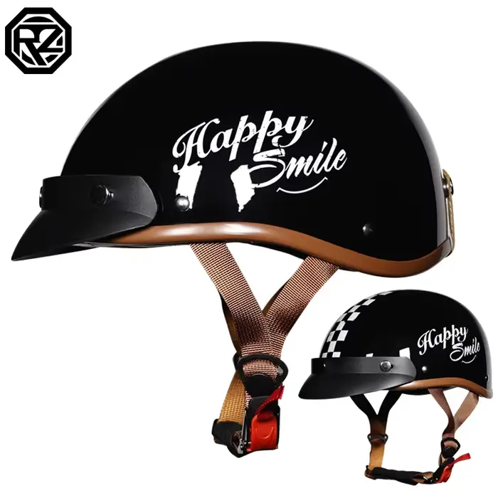 VOSS vintage moto rcycle casque rétro scooter demi-casque avec visière d'objectif intégrée