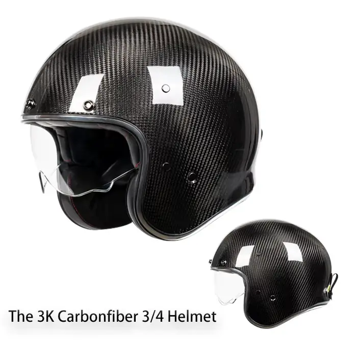 2025 Vintage adultes moto Jet casque visage ouvert 3/4 casque en fibre de carbone course équitation 