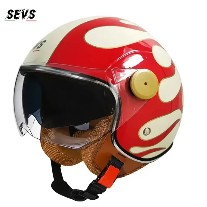 Casque de moto à visage ouvert pour hommes et femmes, casque de motard rétro pour vélo électrique, S