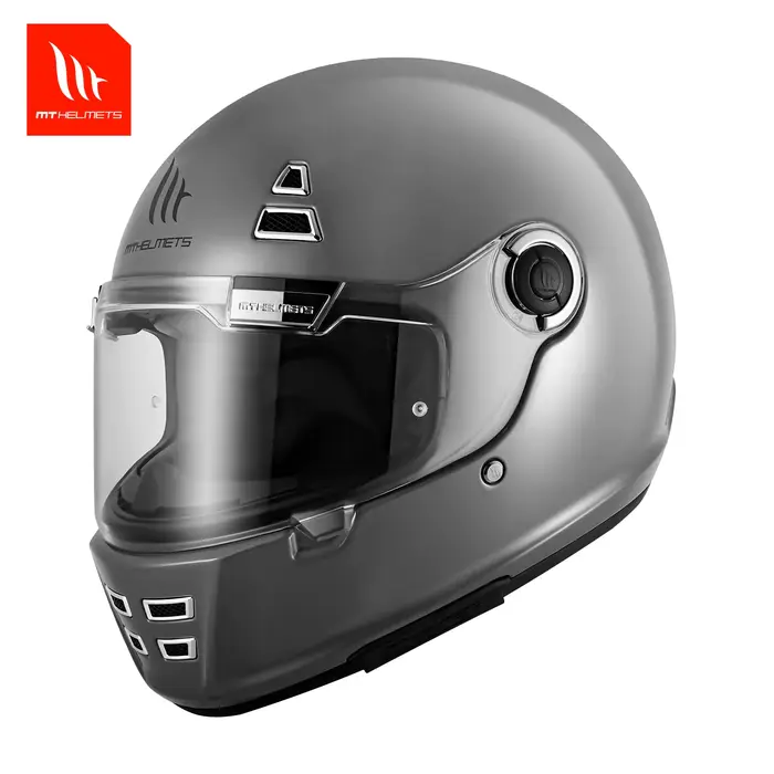 Casque de moto MT JARAMA, visage complet brillant, mat, titane, ciment solide, flux d'air gris, bouc