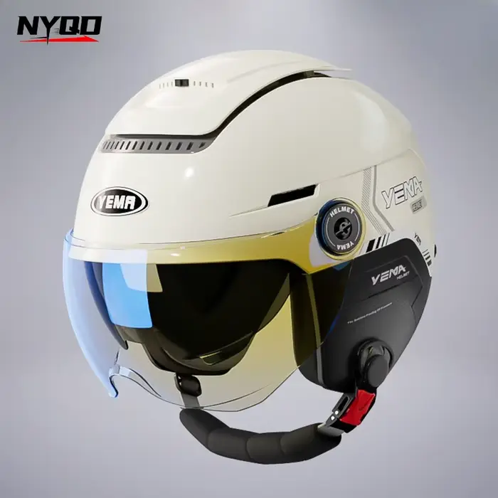 Casques demi-coques YEMA pour moto électrique, pour hommes et femmes, chauds en hiver, universels en