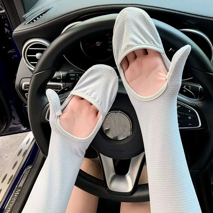 Gants de conduite anti-UV avec couvre-doigts, manches en soie glacée anti-UV, manchons de protection