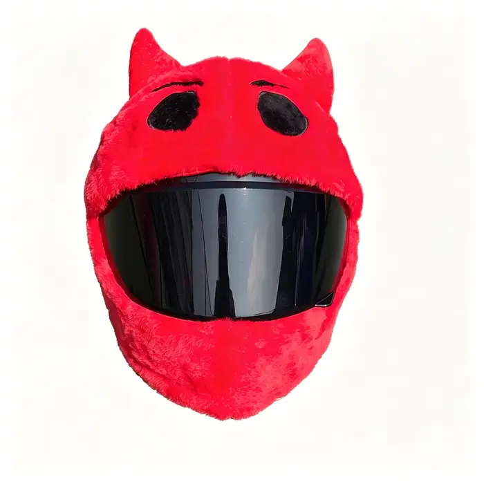 Housse de casque de moto en peluche animale de dessin animé, protection en tissu amusante, ajustemen