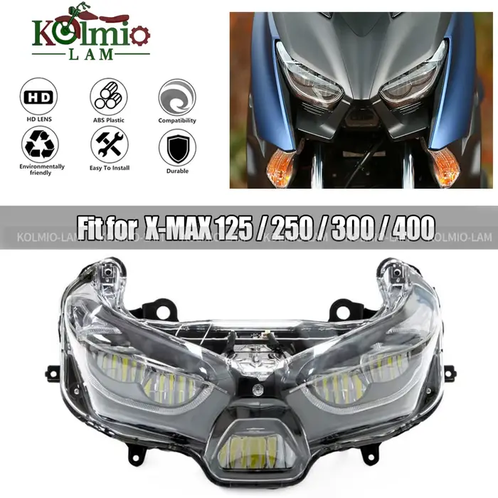 Ensemble de phares de moto adaptés pour 2018 – 2022 XMAX125 XMAX250 XMAX300 X-MAX400 X-MAX 125 250 3
