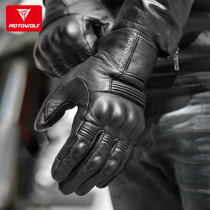 Cuir imperméable Moto gants d'hiver pour hommes femmes chaud thermique Guantes