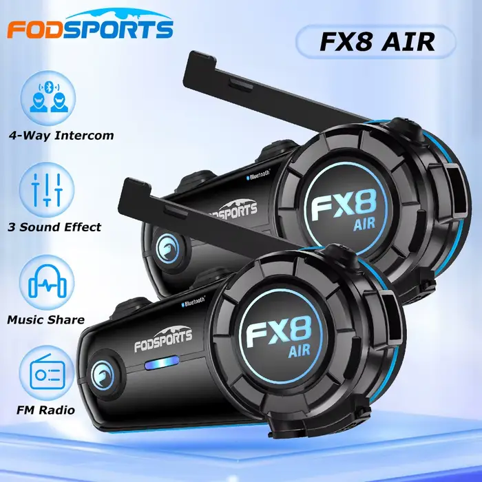 Fodsports-Oreillette Bluetooth FX8 pour moto, appareil de communication pour casque, intercom pour 4